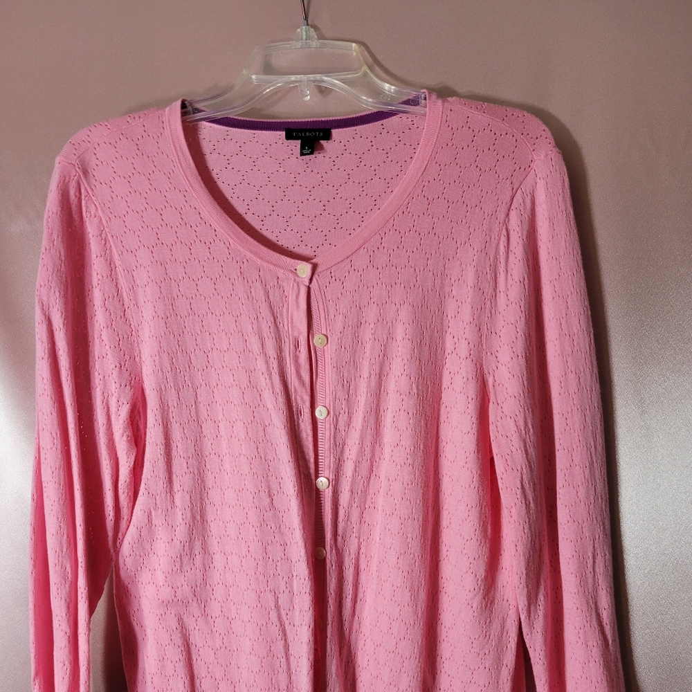 Talbots pink cardigan